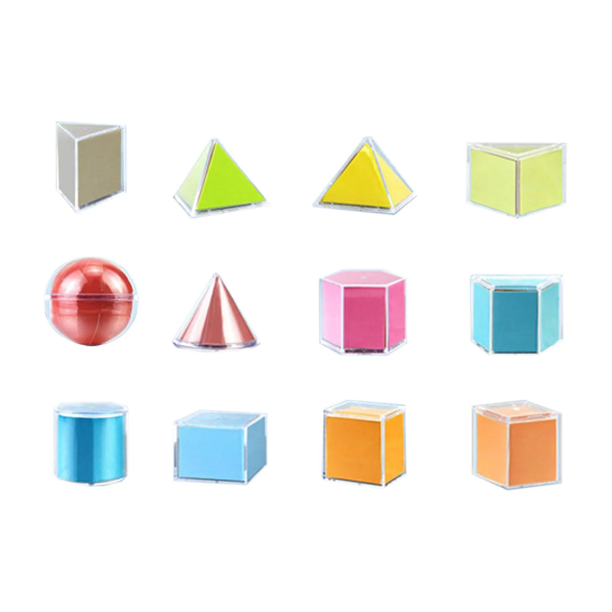 12 Pieces 3D Geometric Shapes Blocks Pattern Blocks Educational Toy Q4222