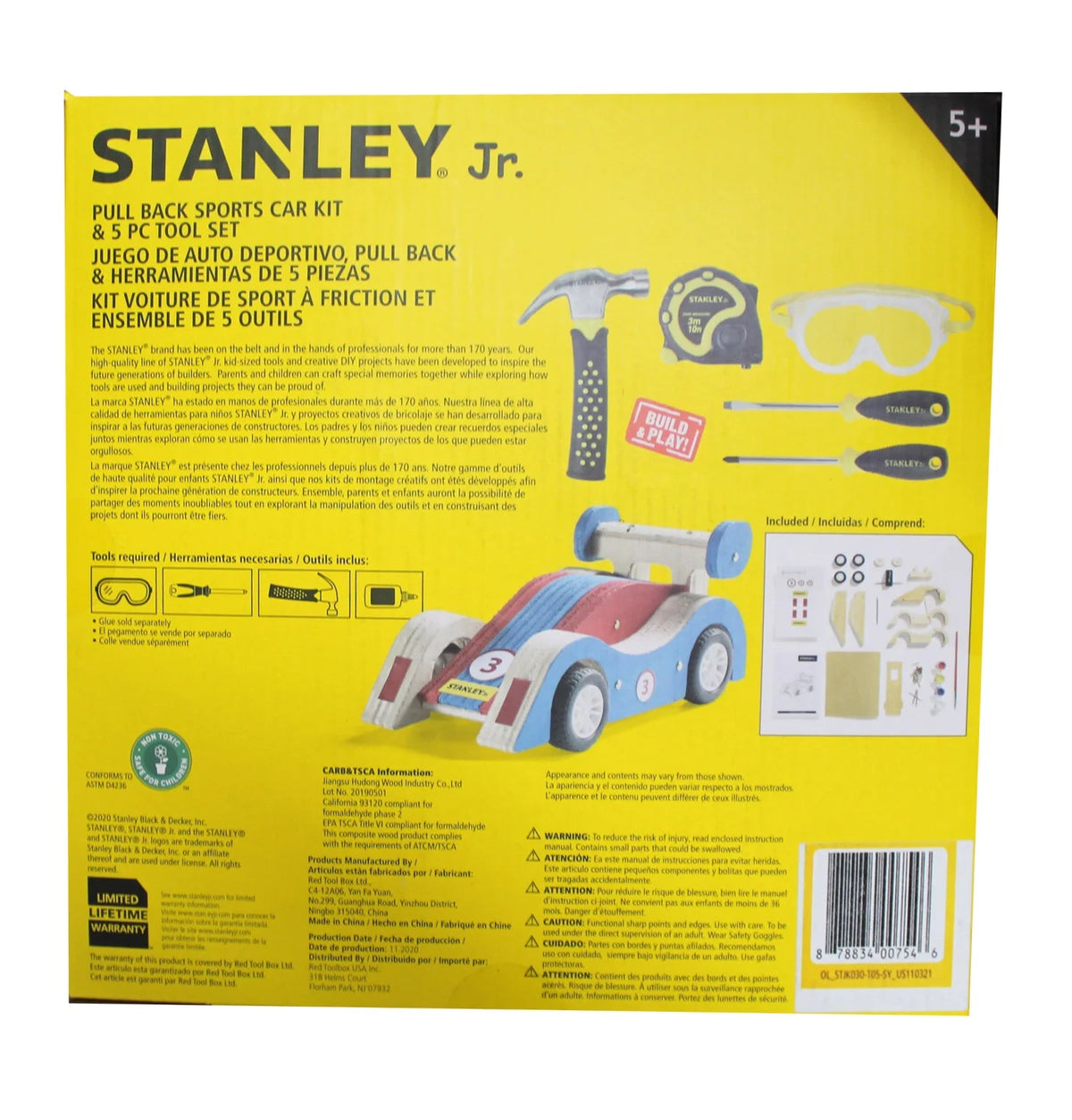 5-Piece Tool Toy Set with Pull Back Sports Car Kit E83570