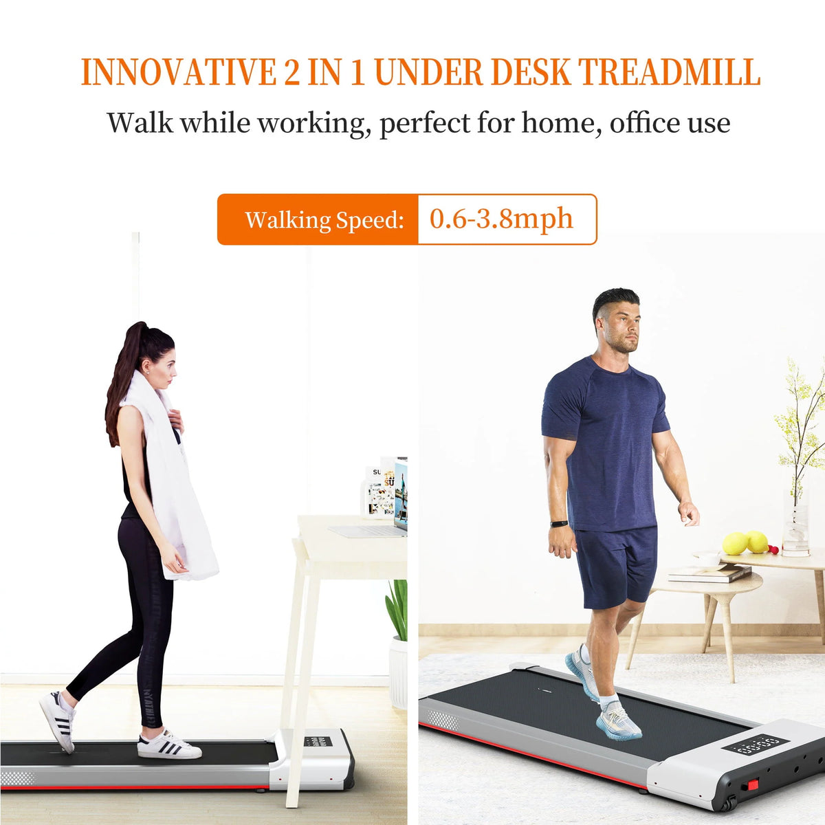 Black Portable Under Desk Treadmill U731588