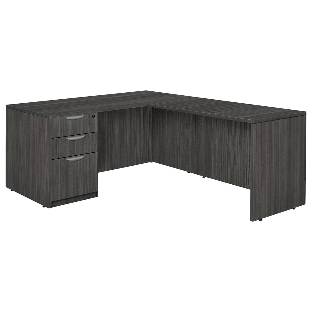 Ash Grey Pedestal L-Desk with Return D2545