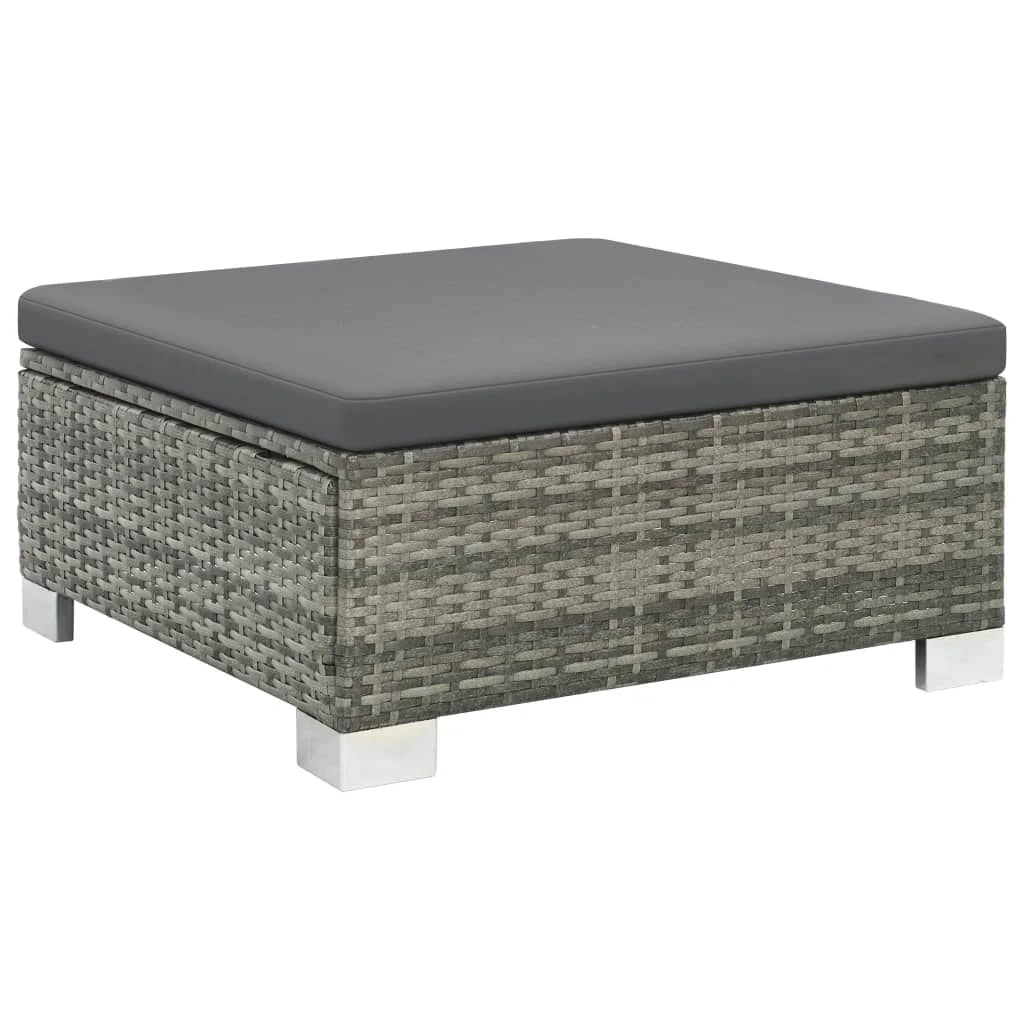10 Piece Poly Rattan Gray Garden Set with Cushions W8235