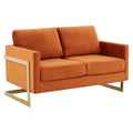 Orange Velvet Upholstered Loveseat Y14675