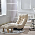 Beige Recliner Accent Chair with Ottoman S1915