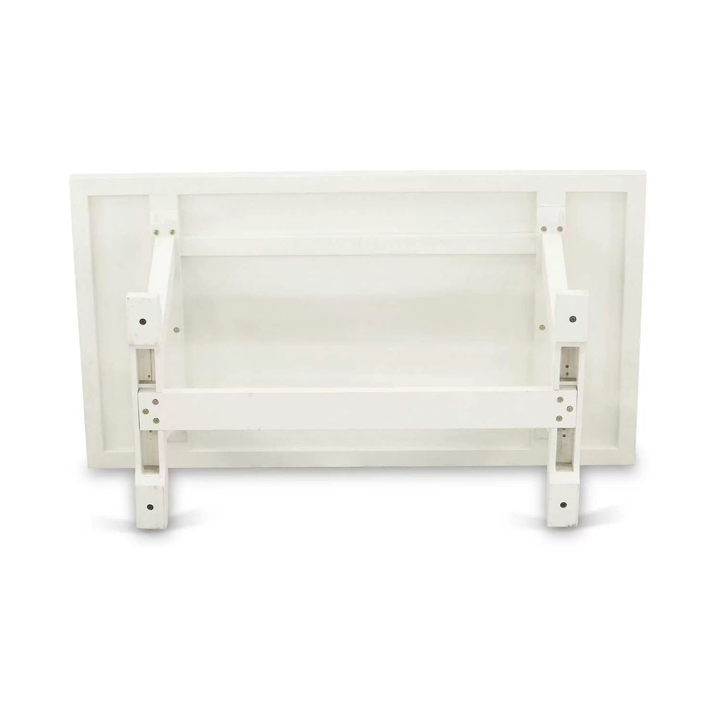 Kitchen Table with Linen White Top and Wooden Legs H288