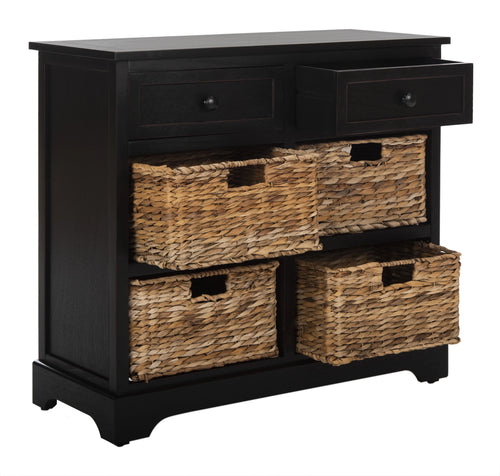 2-Drawer Storage Unit with 4 Wicker Baskets Y123