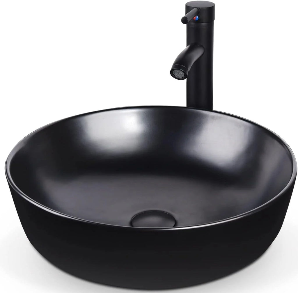 Porcelain Ceramic Vessel Sink and Faucet Combo Z548619
