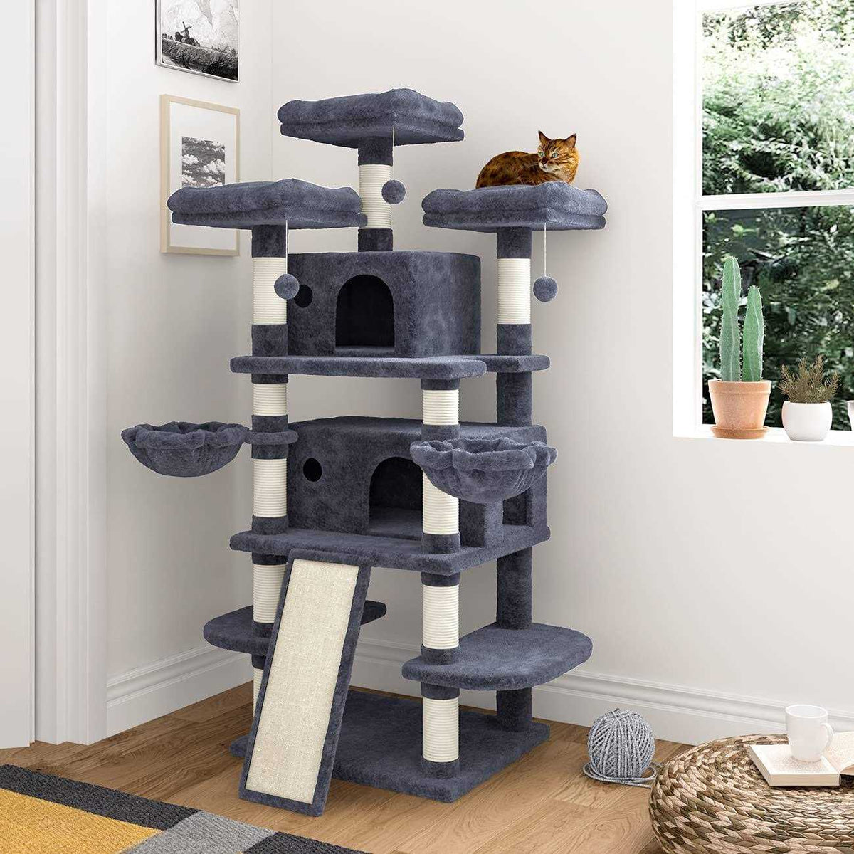 68 Inches Multi-Level Cat Tree with Cat Condo Plush Perches Sisal Scratching G768