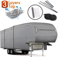 5th Wheel RV Cover 3-Ply Ripstop Waterproof with Steel Pole E628496