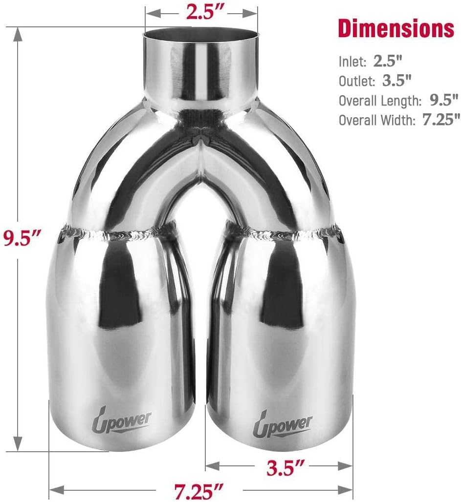 Dual Exhaust Tip 2.5" to 3.5" Polished Stainless Steel Double Wall Slant Edge Pack of 2 S4414