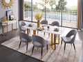 Marble Top Gold Stainless Steel 7Pcs Dining Room Set J584403