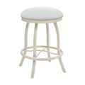 Aspen Pure White Faux Leather Swivel Backless Barstool Z45388