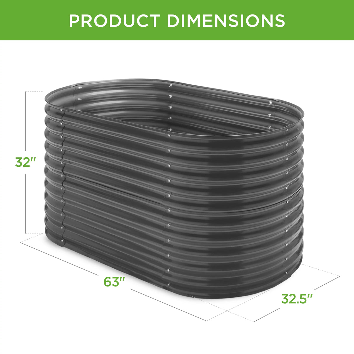 63in Oval Metal Raised Garden Bed E364