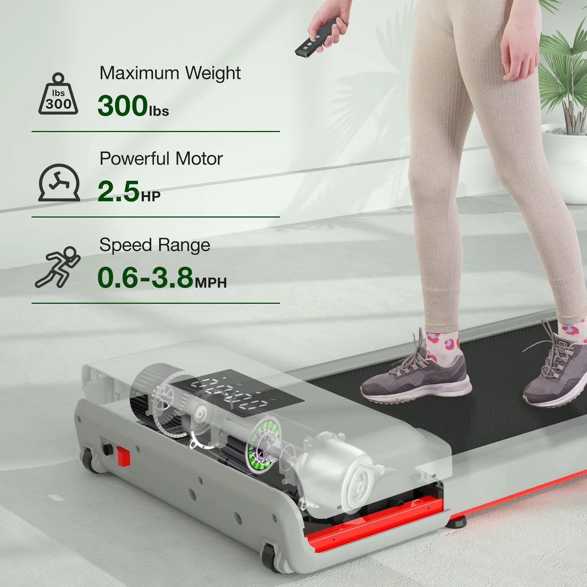 Black Portable Under Desk Treadmill U731588