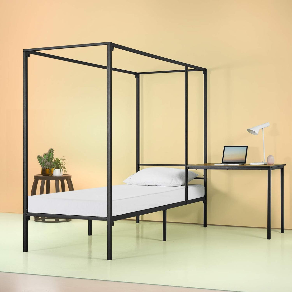 Twin Canopy Bed Frame with Desk C498096
