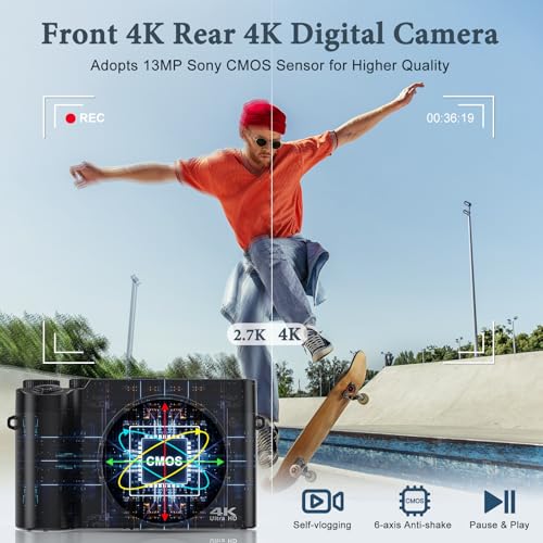 4K Digital Camera, 64MP Autofocus Anti-Shake 16X Zoom Z554731