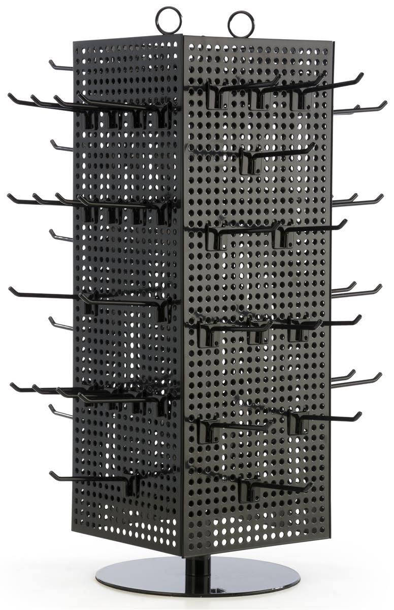 Magnetic Rotating Countertop Pegboard Display with 60 Black Hooks G530485