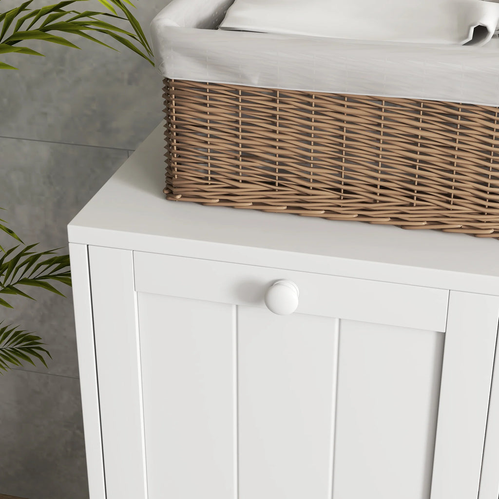 White Tilt-out Laundry Cabinet with 2 Hamper Compartments S550