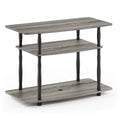 3-Tier TV Stands with Classic Tubes, French Oak Grey/Black H19371
