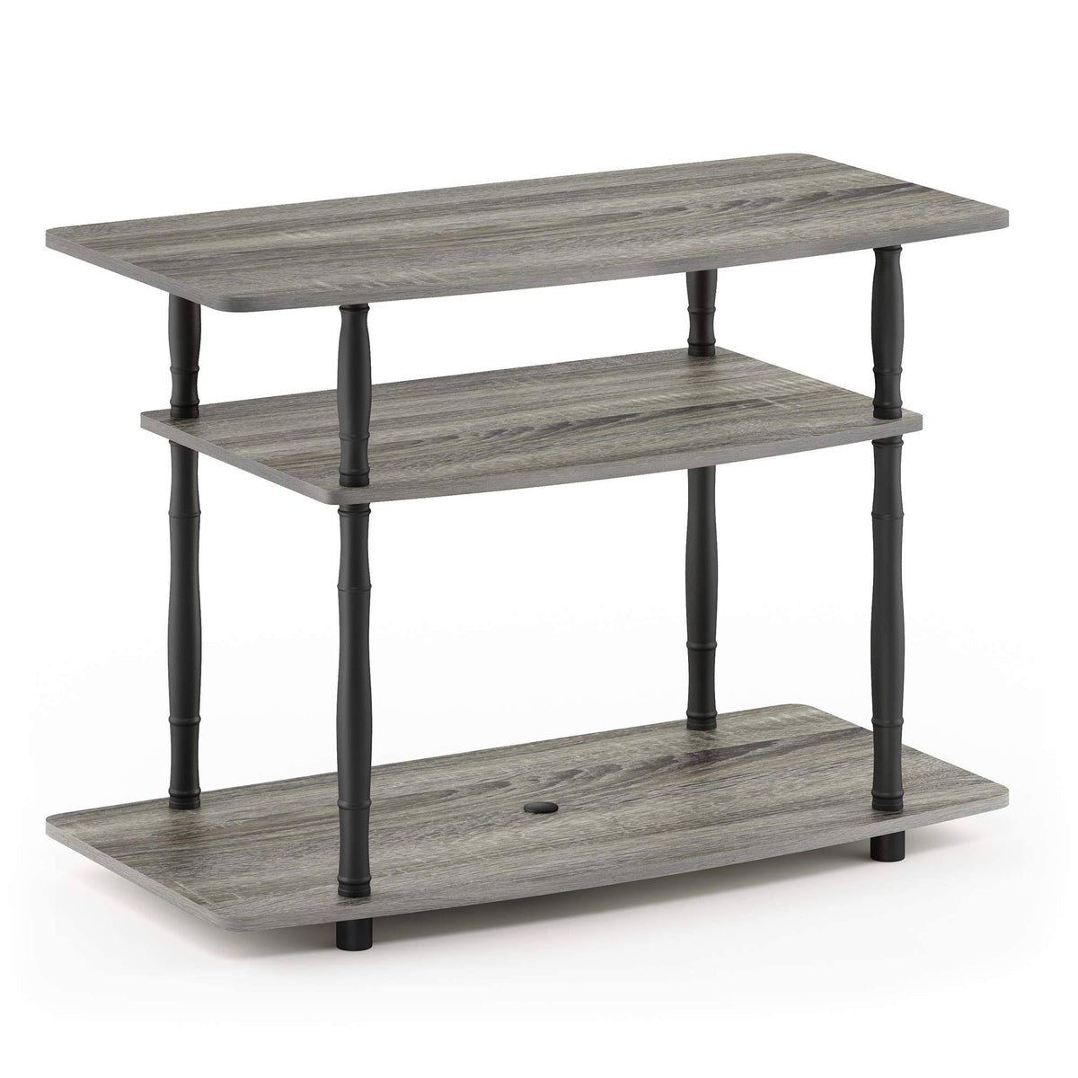 3-Tier TV Stands with Classic Tubes, French Oak Grey/Black H19371