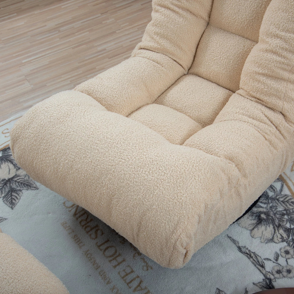 Beige Recliner Accent Chair with Ottoman S1915