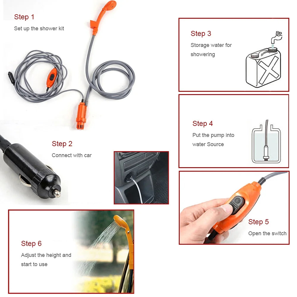Folding Bucket Electric Outdoor Shower Kit V6146