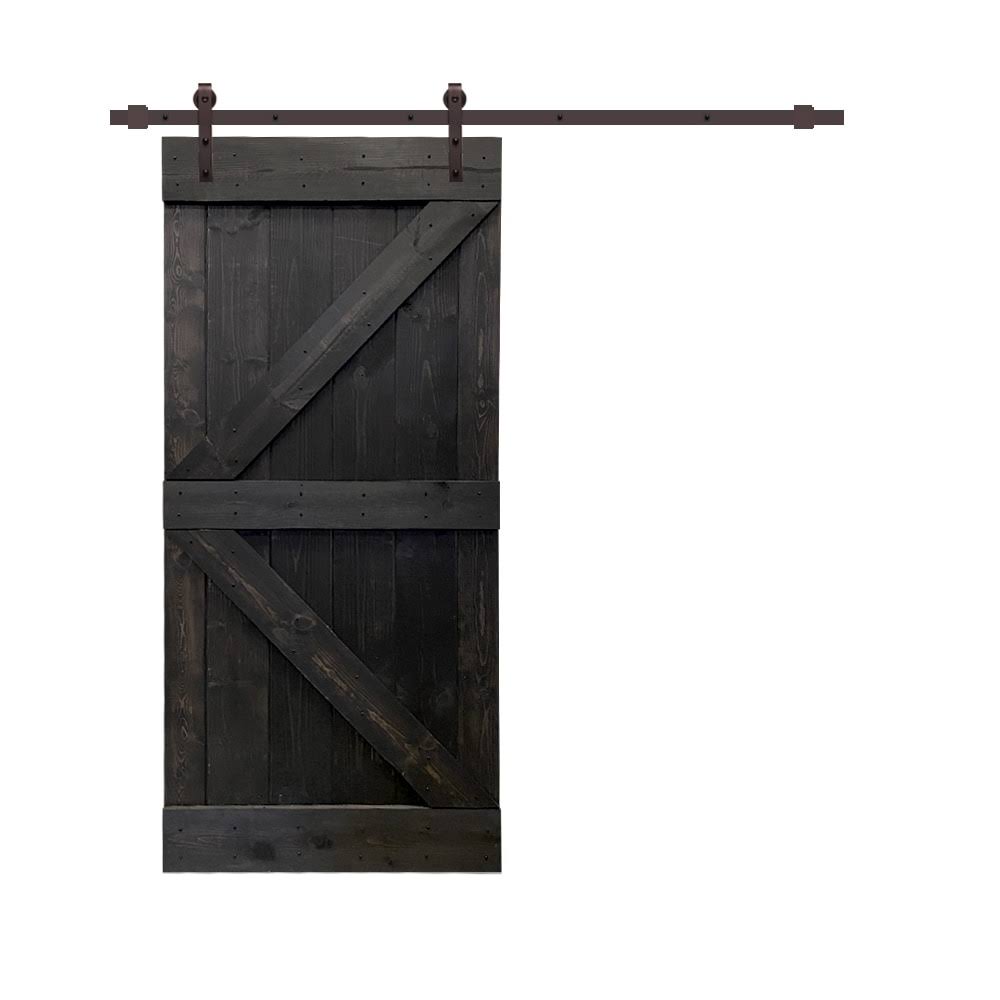 Ocean Blue Stained Wood Interior Sliding Barn Door with Hardware Kit O774007