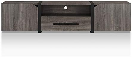 Rustic Wood 81.5-Inch TV Stand in Distressed Gray O727
