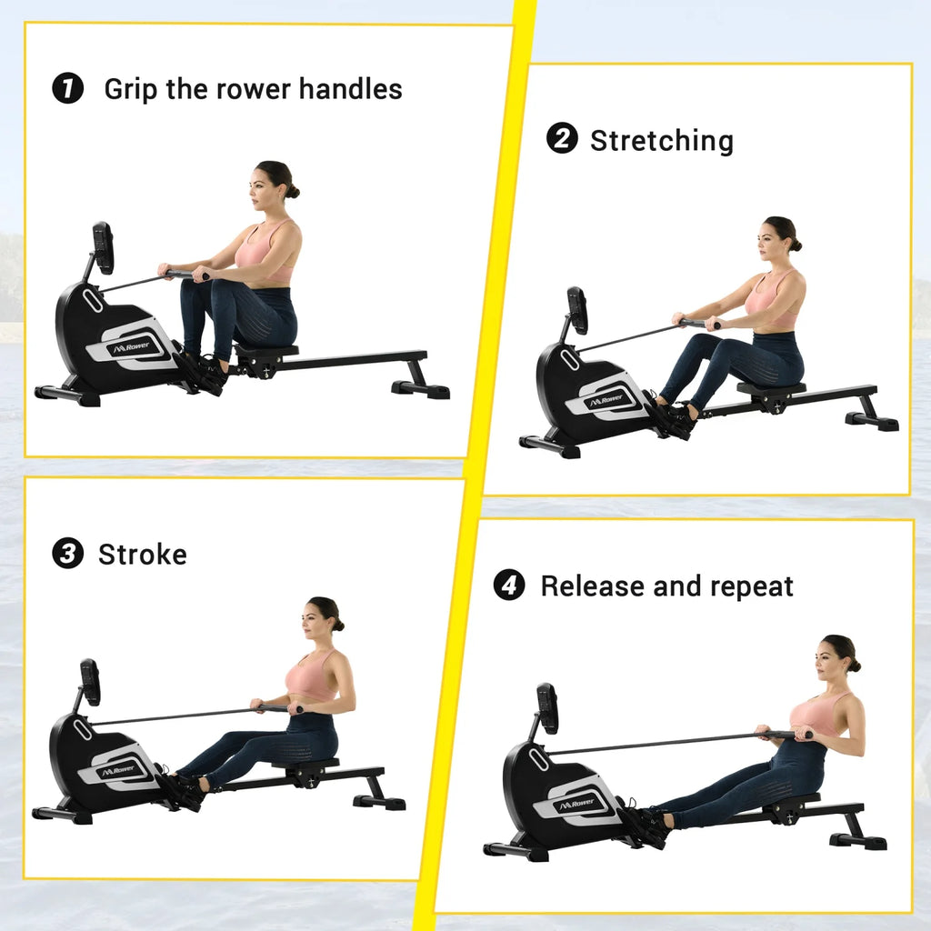 Magnetic Folding Rowing Machine with 14 Level Resistance and LCD Monitor U185463