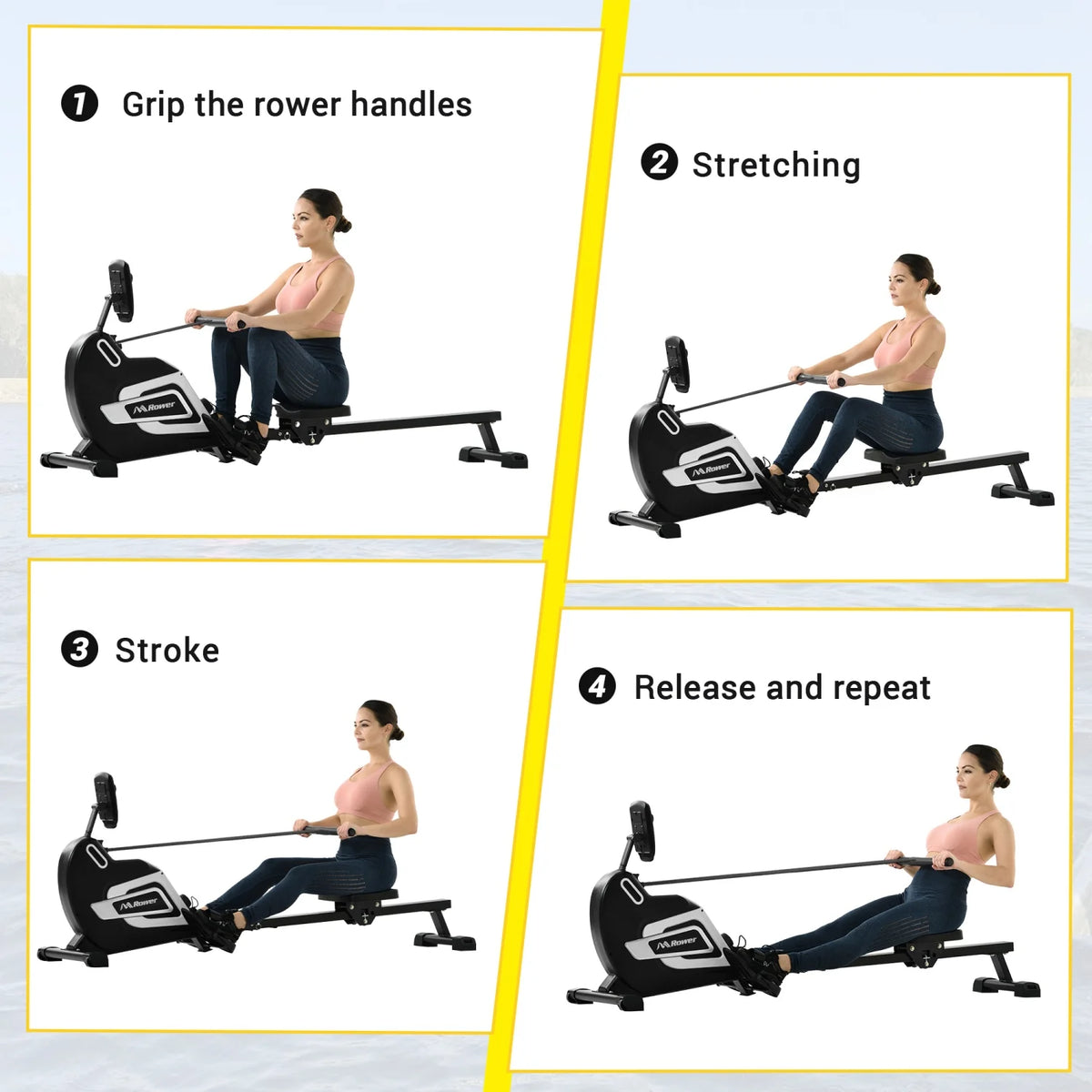 Magnetic Folding Rowing Machine with 14 Level Resistance and LCD Monitor U185463