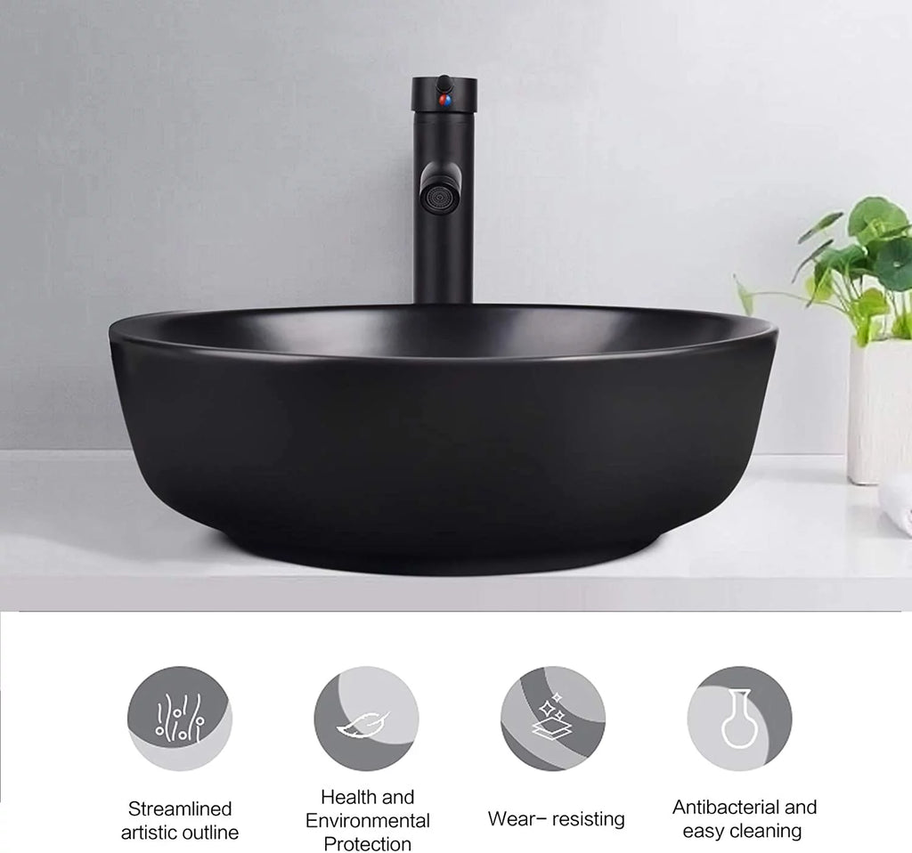 Porcelain Ceramic Vessel Sink and Faucet Combo Z548619