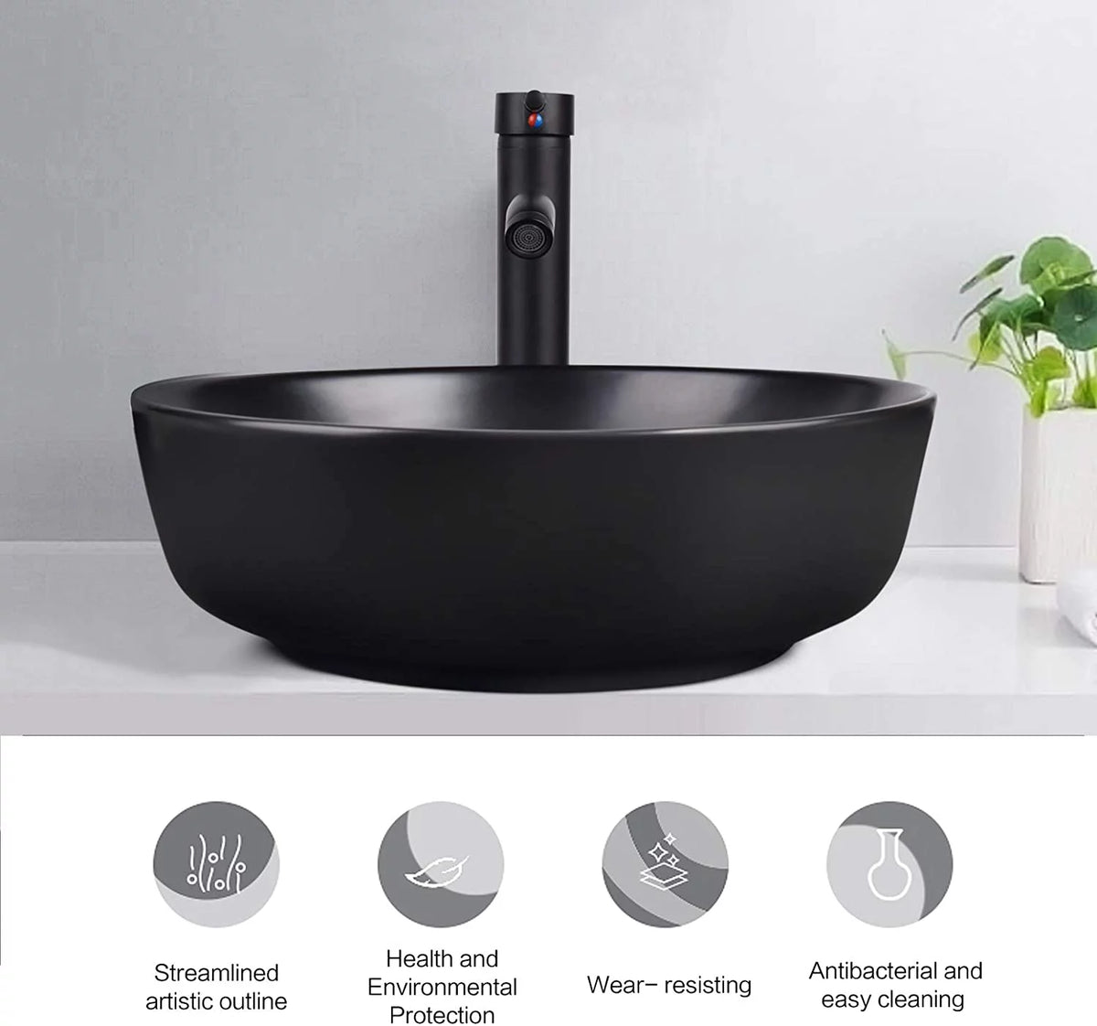 Porcelain Ceramic Vessel Sink and Faucet Combo Z548619