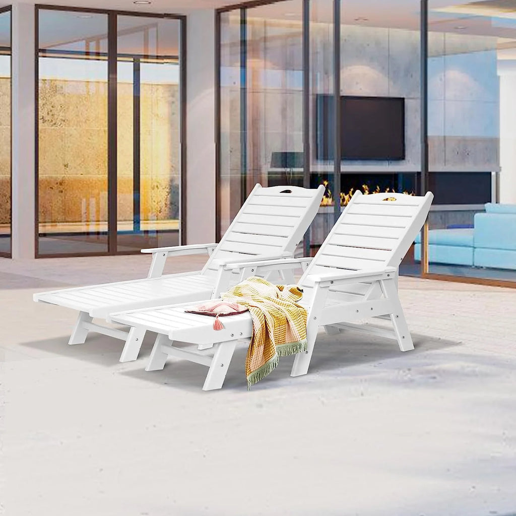 White 5-Position Adjustable HDPE Chaise Lounge H2041