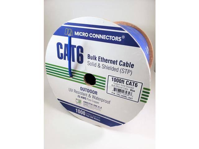 1000ft Solid Shielded (STP) Cat6 Outdoor UV Resistant Bulk Ethernet Cable M723357