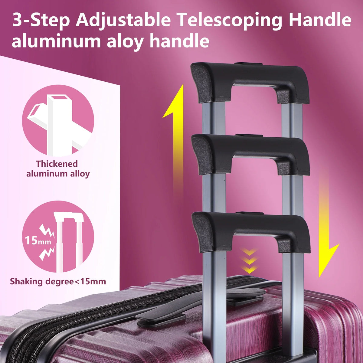 2 Piece ABS+PC Hardshell Luggage Set with Spinner Wheels Y6256