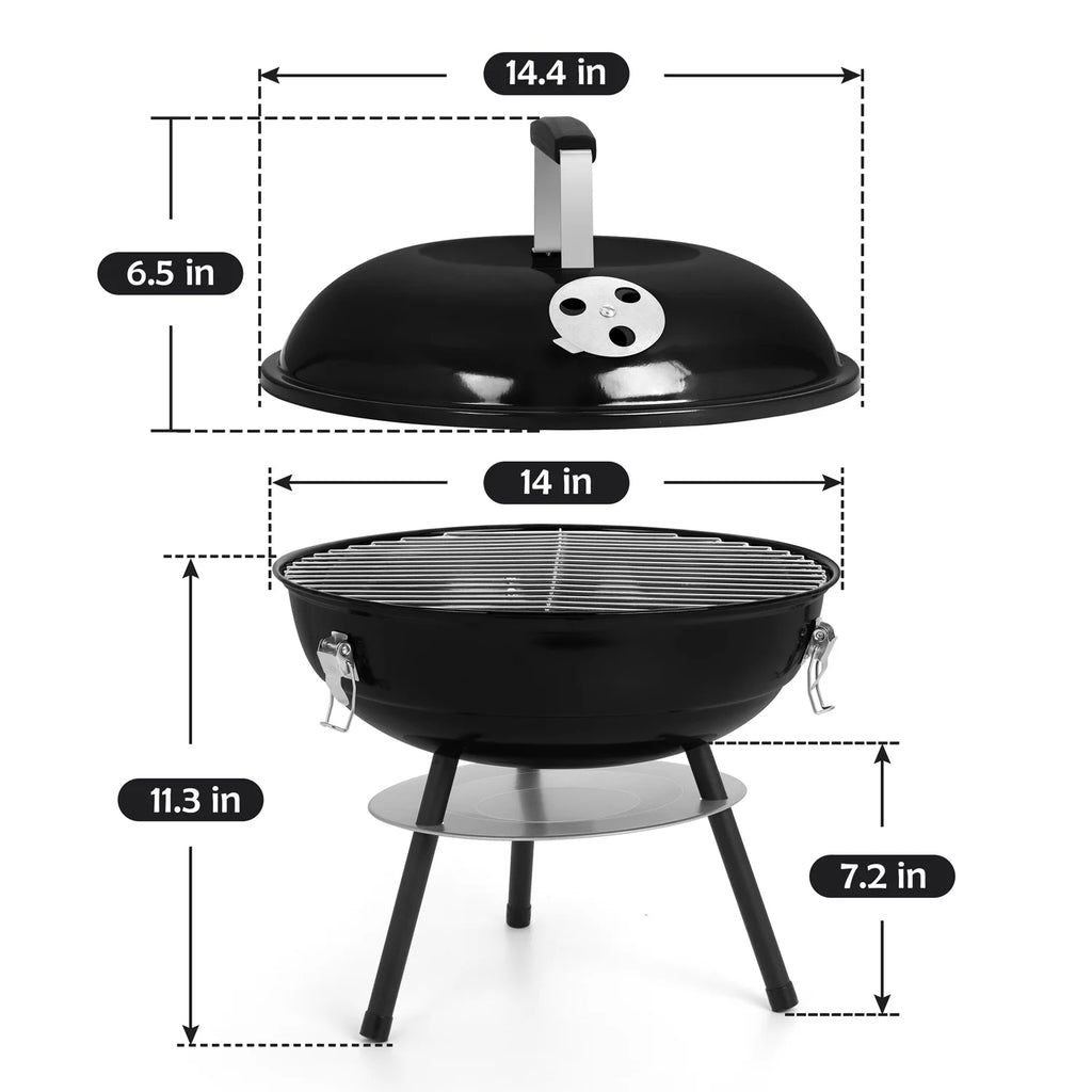14 inch Portable Charcoal Grill with Black Lid B649