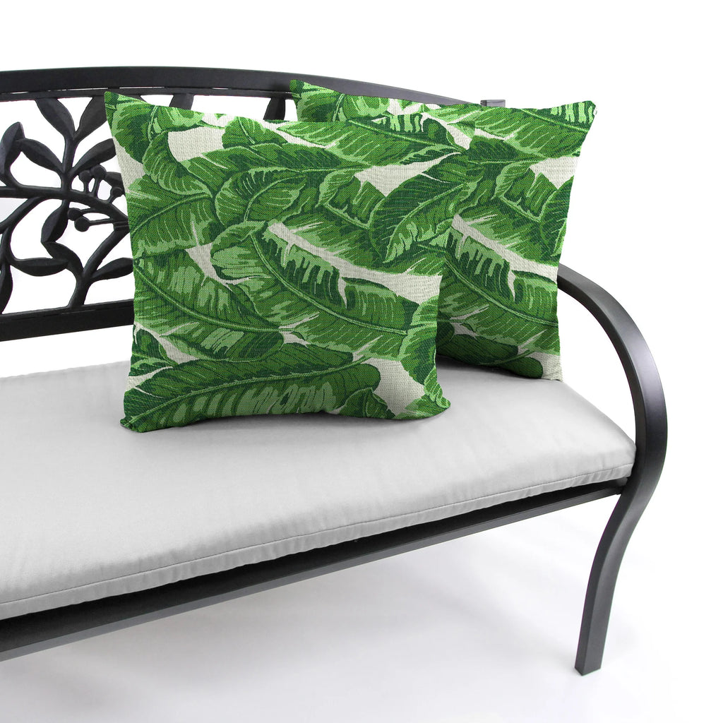 18" x 18" Green Leaves Square Outdoor Throw Pillow, 2 Pack E138