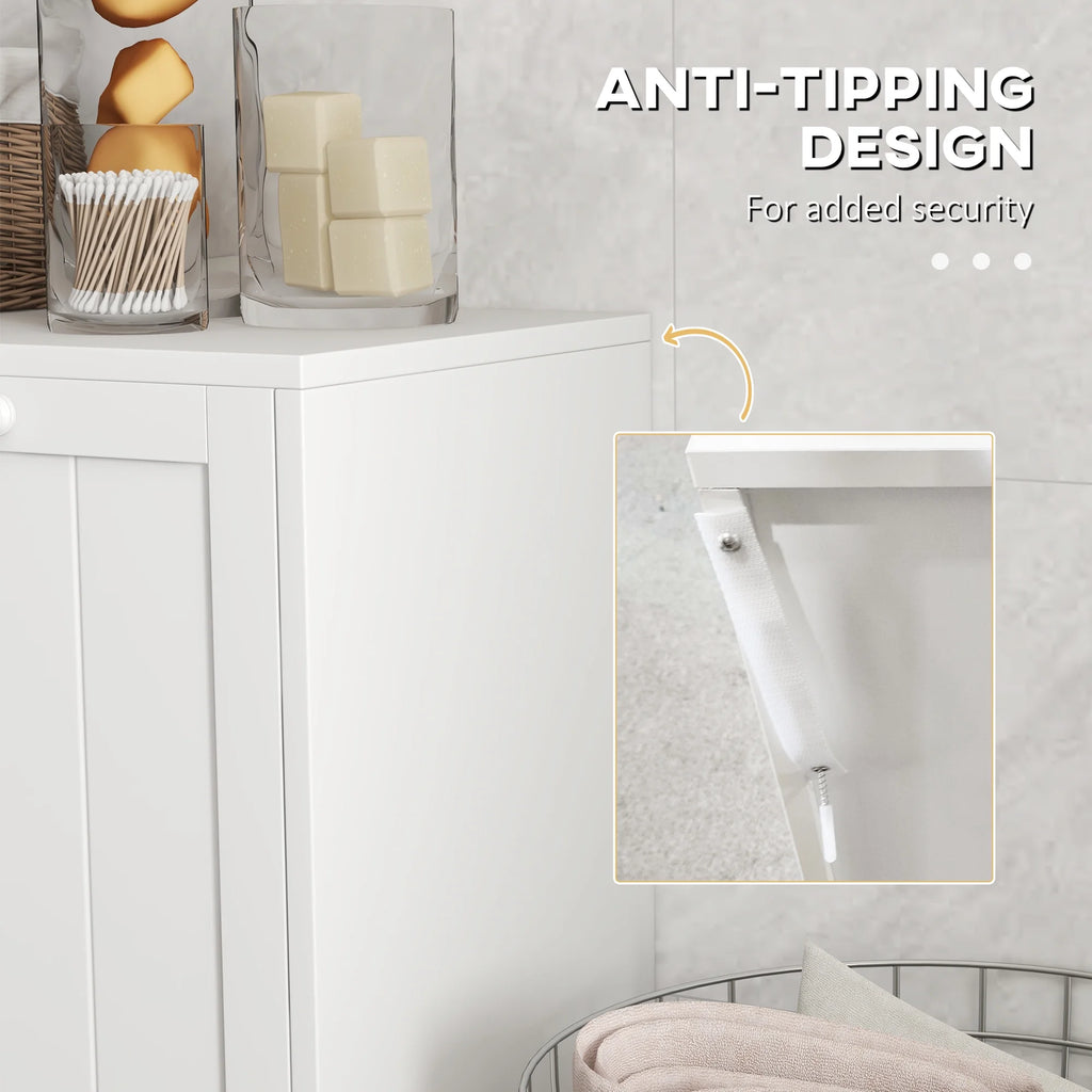 White Tilt-out Laundry Cabinet with 2 Hamper Compartments S550
