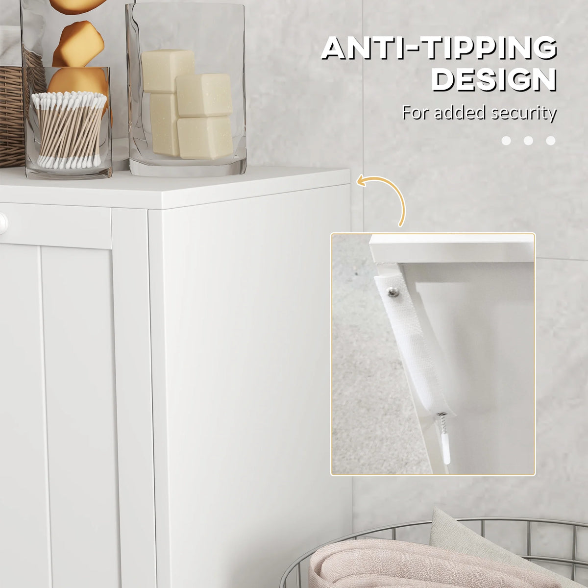 White Tilt-out Laundry Cabinet with 2 Hamper Compartments S550