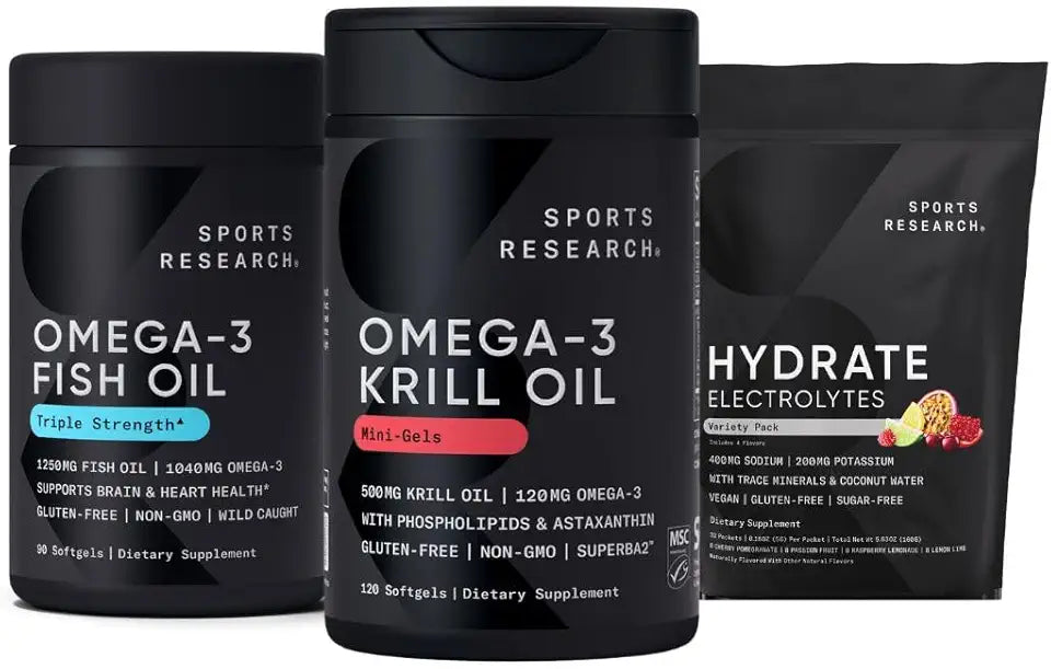 Krill Oil Omega 3 Mini-Softgels 500mg Fish Oil 1250mg Electrolytes F719