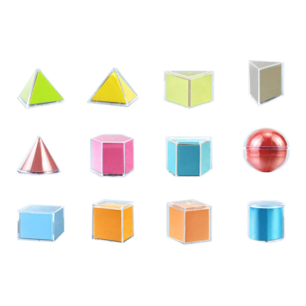 12 Pieces 3D Geometric Shapes Blocks Pattern Blocks Educational Toy Q4222
