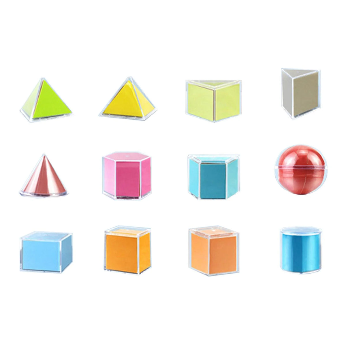 12 Pieces 3D Geometric Shapes Blocks Pattern Blocks Educational Toy Q4222