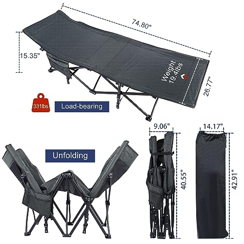 Folding Camping Cot with Table Black M7383