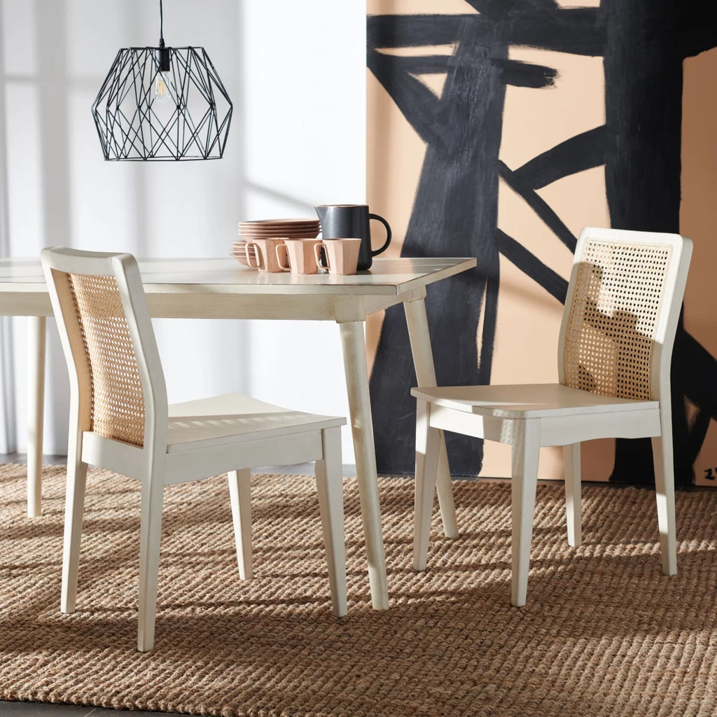 White Natural Rattan Dining Chair Set of 2 E994336