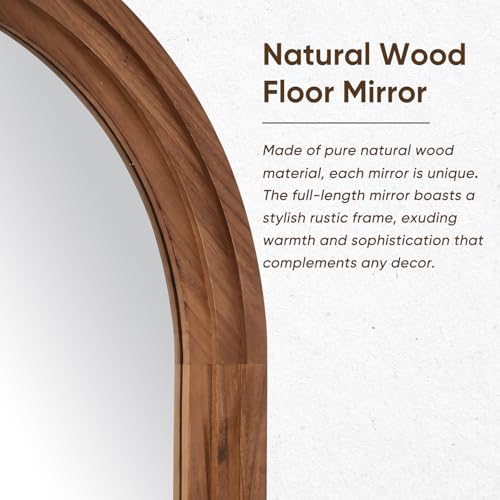 71"×32" Wooden Arched Full Length Mirror with Stand D956