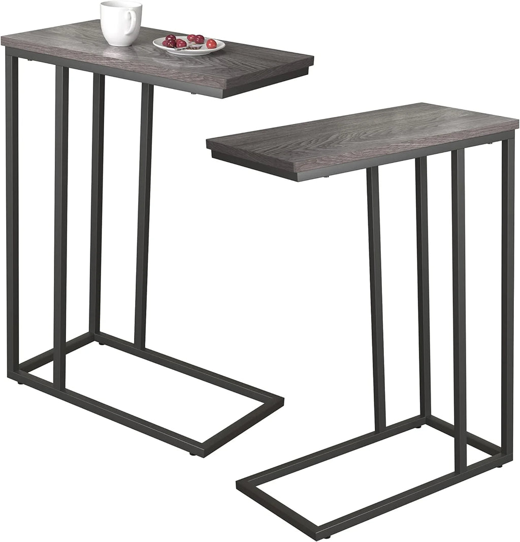 C Shaped End Table Set of 2 Grey T96220