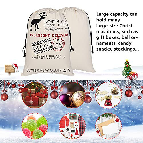 6 Pack Large Canvas Cotton Christmas Bags with Drawstrings A964791