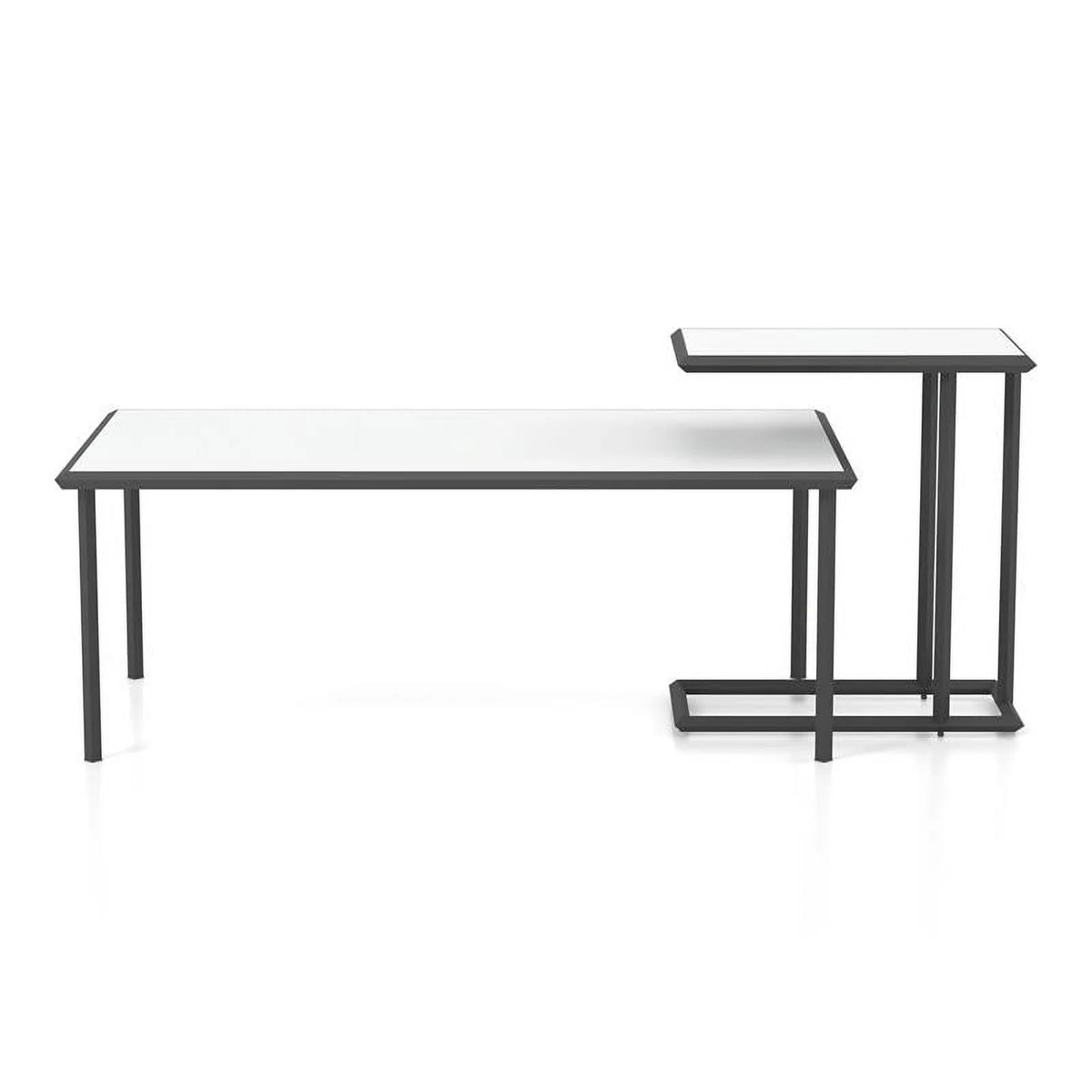 White 2-Piece Metal Coffee Table Set T1045