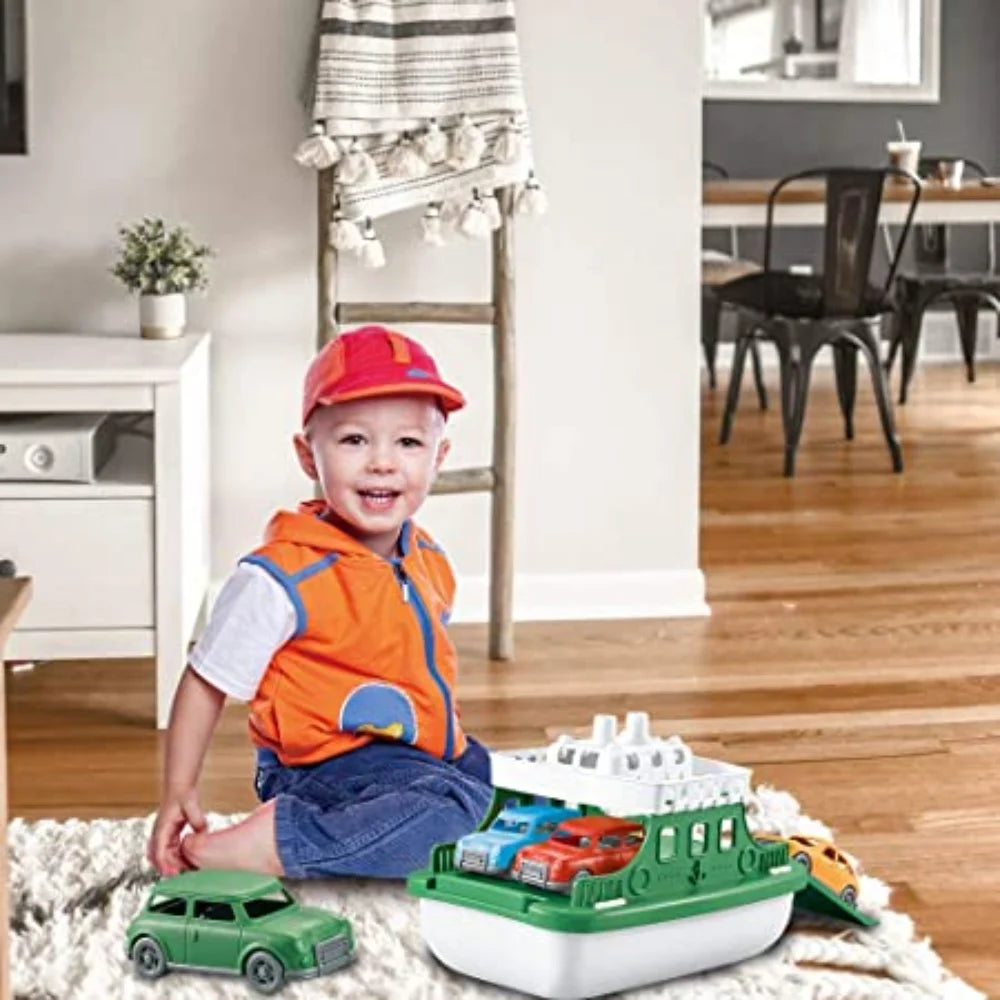 Green Toys Ferry Boat with 4 Cars Bathtub Toy R915