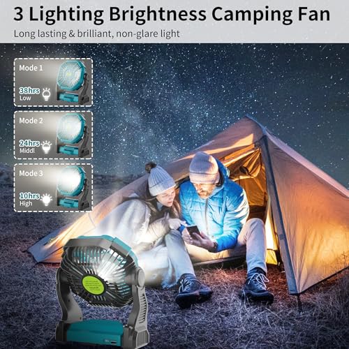 Battery Powered Portable Rechargeable Fan with LED Light & Hook X15552