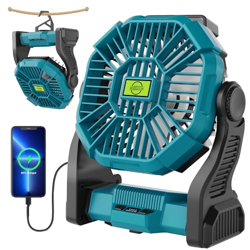 Battery Powered Portable Rechargeable Fan with LED Light & Hook X15552